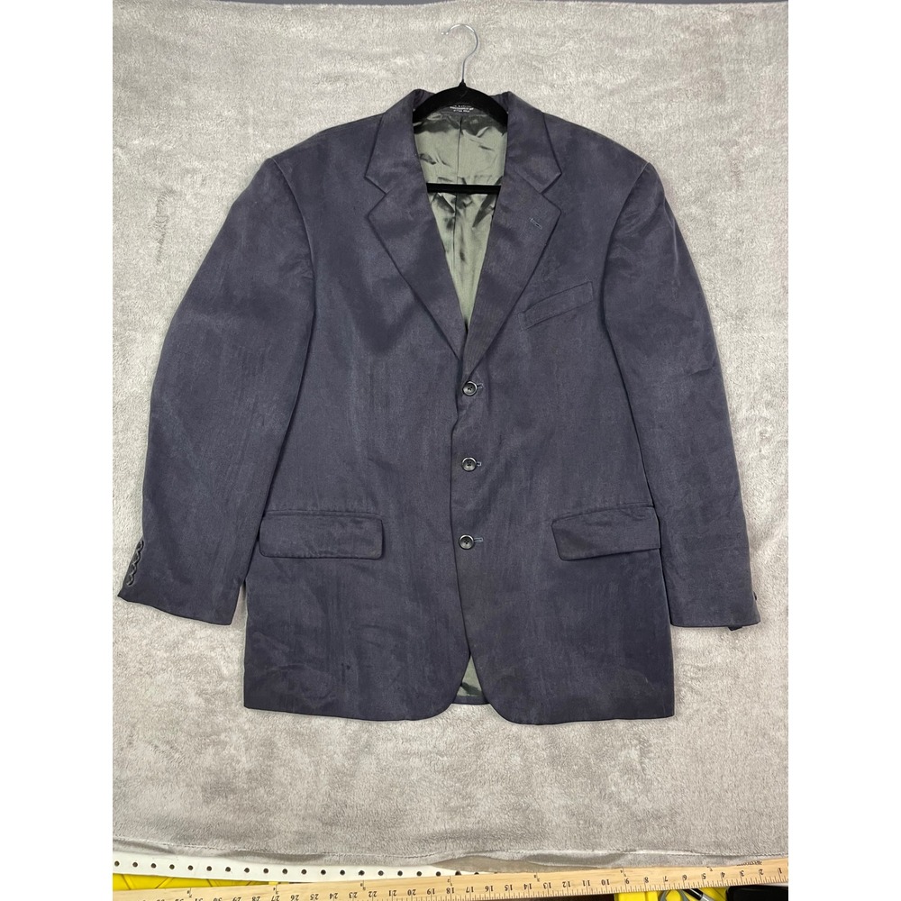 Oscar de la Renta Blazer 43R Navy Slate Blue 100% Tencel Lyocell Sport Coat 3-B